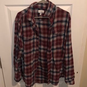 Men's L Red Checkered Plaid Button Up Sonoma